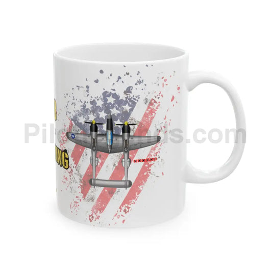 P-38 Lightning Ceramic Mug - Vintage Aviation Design Perfect Gift for Pilots and Aviation Enthusiasts 11oz Mug