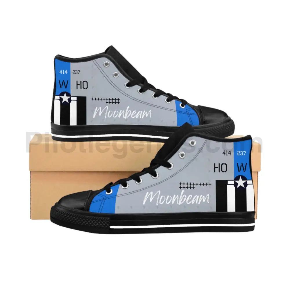 P-51 Moonbeam Wwii Nose Art Men’s Classic High Top Sneakers Us 9 / Black Sole Shoes