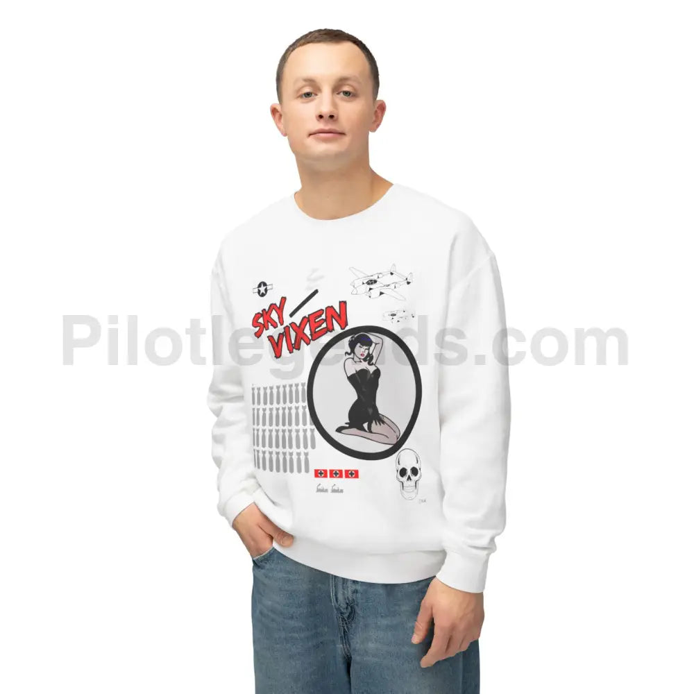 Sky Vixen Wwii Nose Art Unisex Lightweight Crewneck Sweatshirt