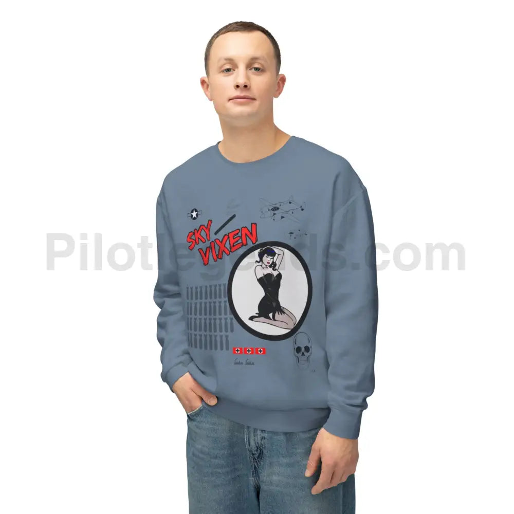 Sky Vixen Wwii Nose Art Unisex Lightweight Crewneck Sweatshirt