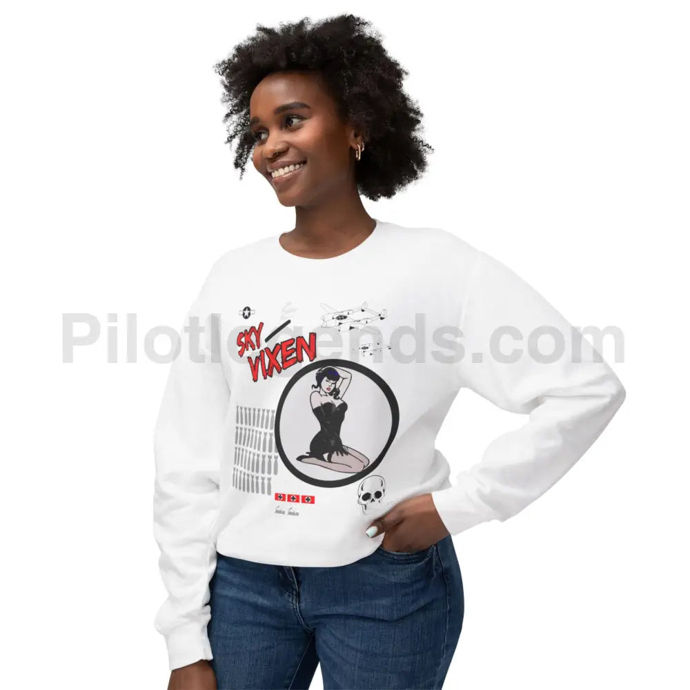 Sky Vixen Wwii Nose Art Unisex Lightweight Crewneck Sweatshirt