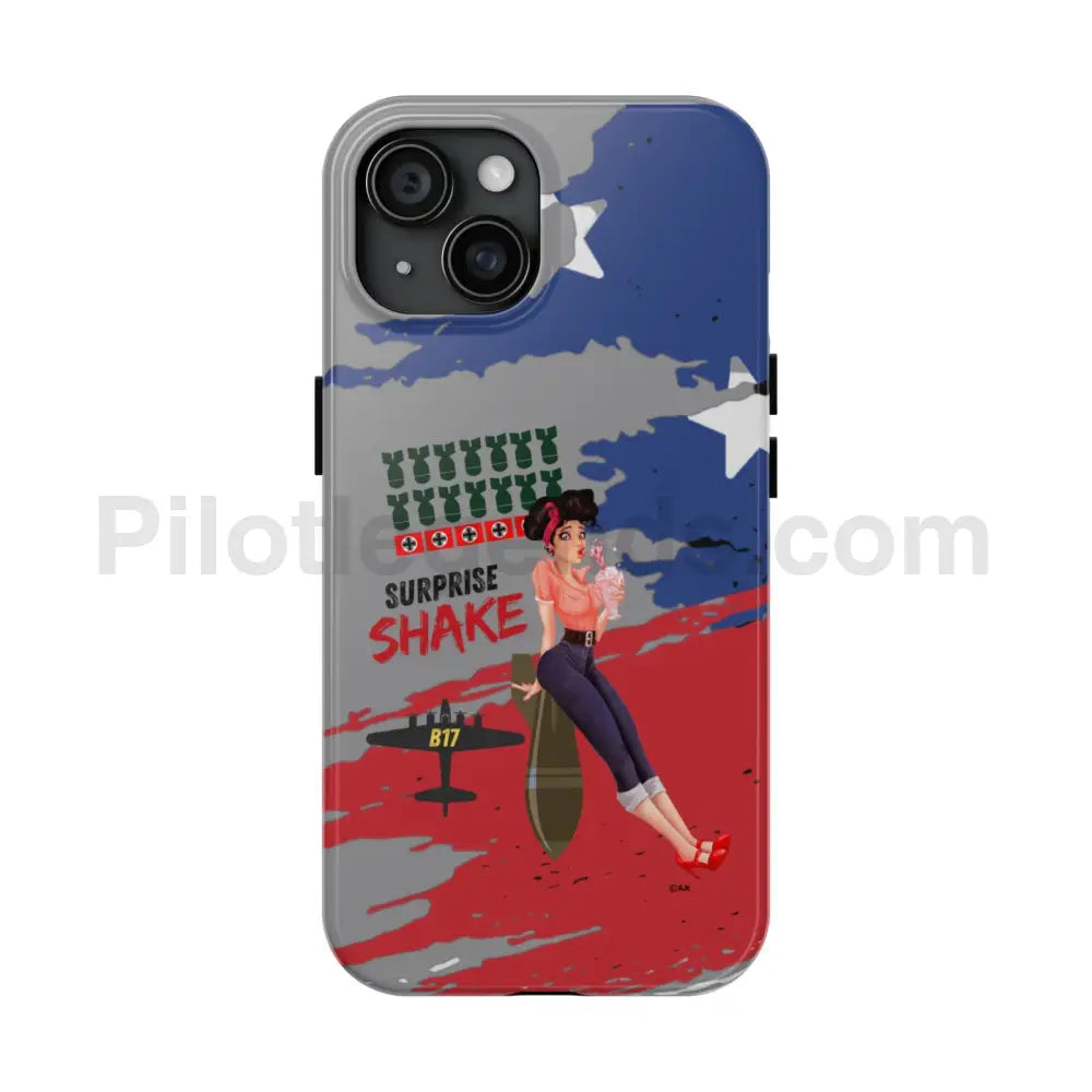 Surprise Shake - Cell Phone Wwii Bomber Nose Art Tough Case Iphone 15