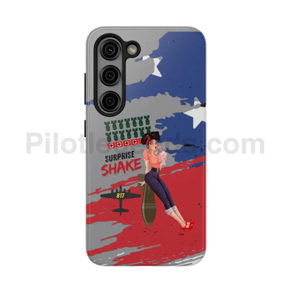 Surprise Shake - Cell Phone Wwii Bomber Nose Art Tough Case Samsung Galaxy S23